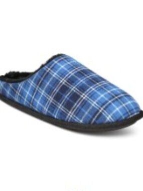 Club Room Mens Plaid Slippers Blue